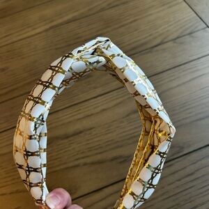 Lilly Pulitzer Gold and Cream Checkered Headband